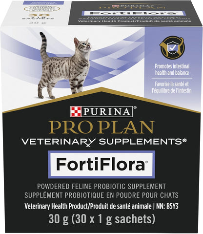 Pro Plan Veterinary Diets Purina Pro Fortiflora Probiotic Cat Supplement, Brown - 30 G (Pack of 1) Package May Vary