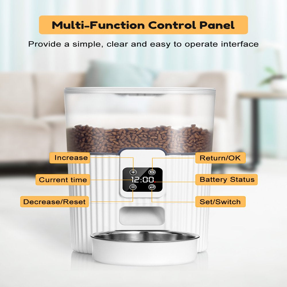 Automatic Cat Feeder, 3.5L Dual Power Pet Feeder Automatic Dry Food Dispenser, Control 1-4 Meals a Day, Automatic Dog Feeder