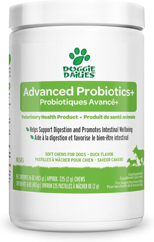 Probiotics for Dogs, 225 Soft Chews, Advanced Dog Probiotics with Prebiotics, Promotes Digestive Health, Supports Immune System and Overall Health (Duck)