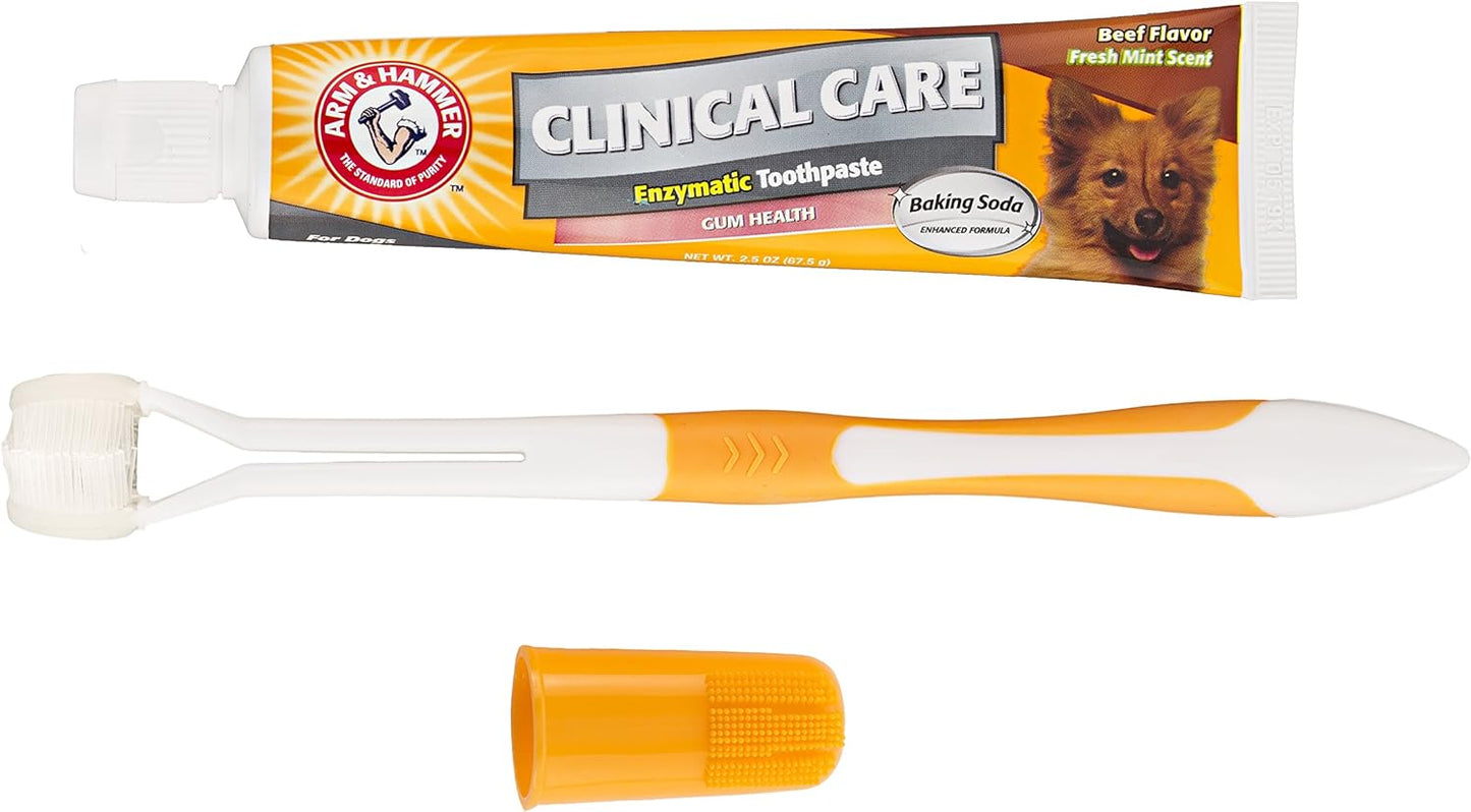 Clinical Care 3-Sided Toothbrush & Toothpaste Set, Beef Flavor