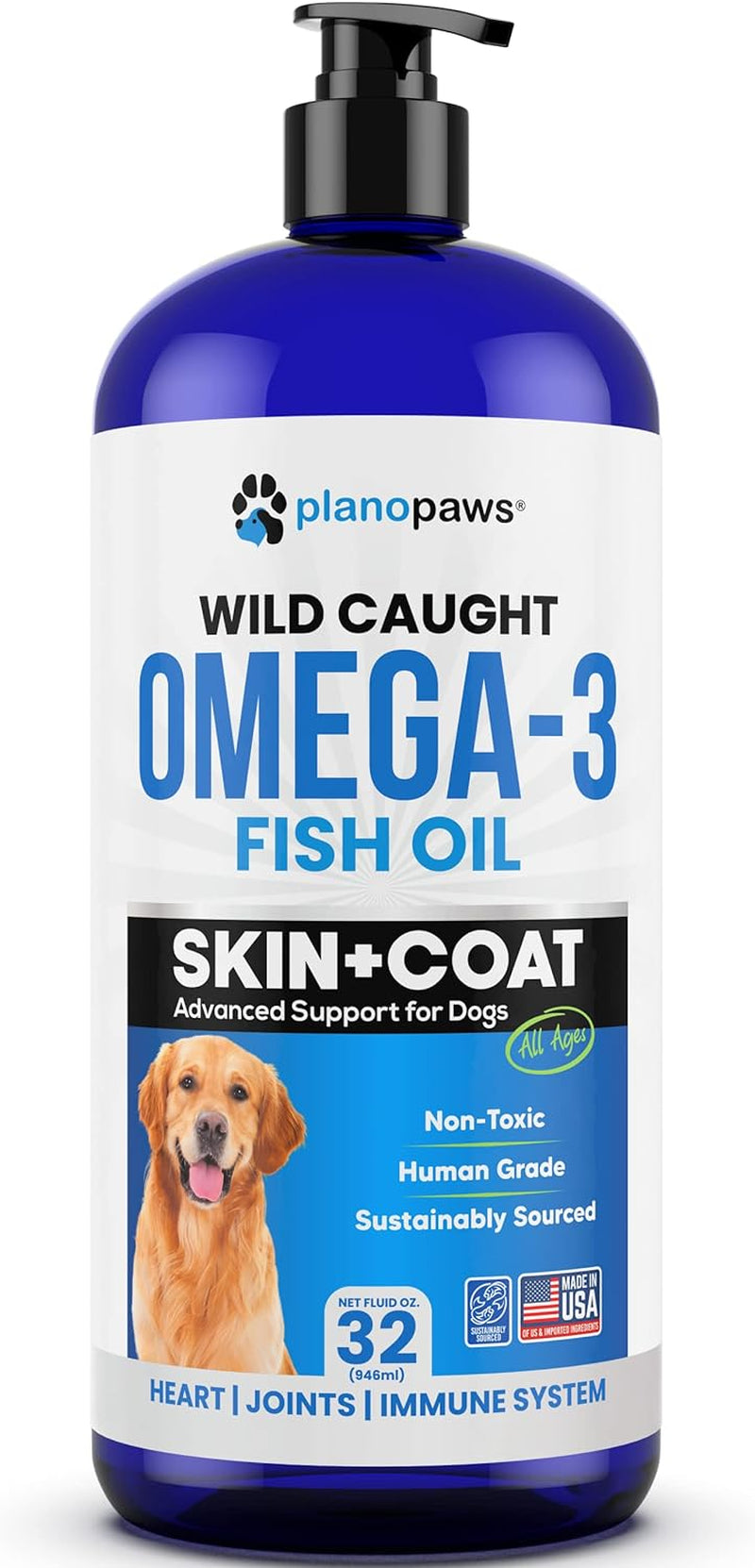 Omega 3 Fish Oil for Dogs - Better than Salmon Oil for Dogs - Dog Fish Oil Supplement for Shedding, Allergy, Itch Relief - Supports Dry Skin, Joints - Dog Skin and Coat Supplement - Fish Oil Liquid