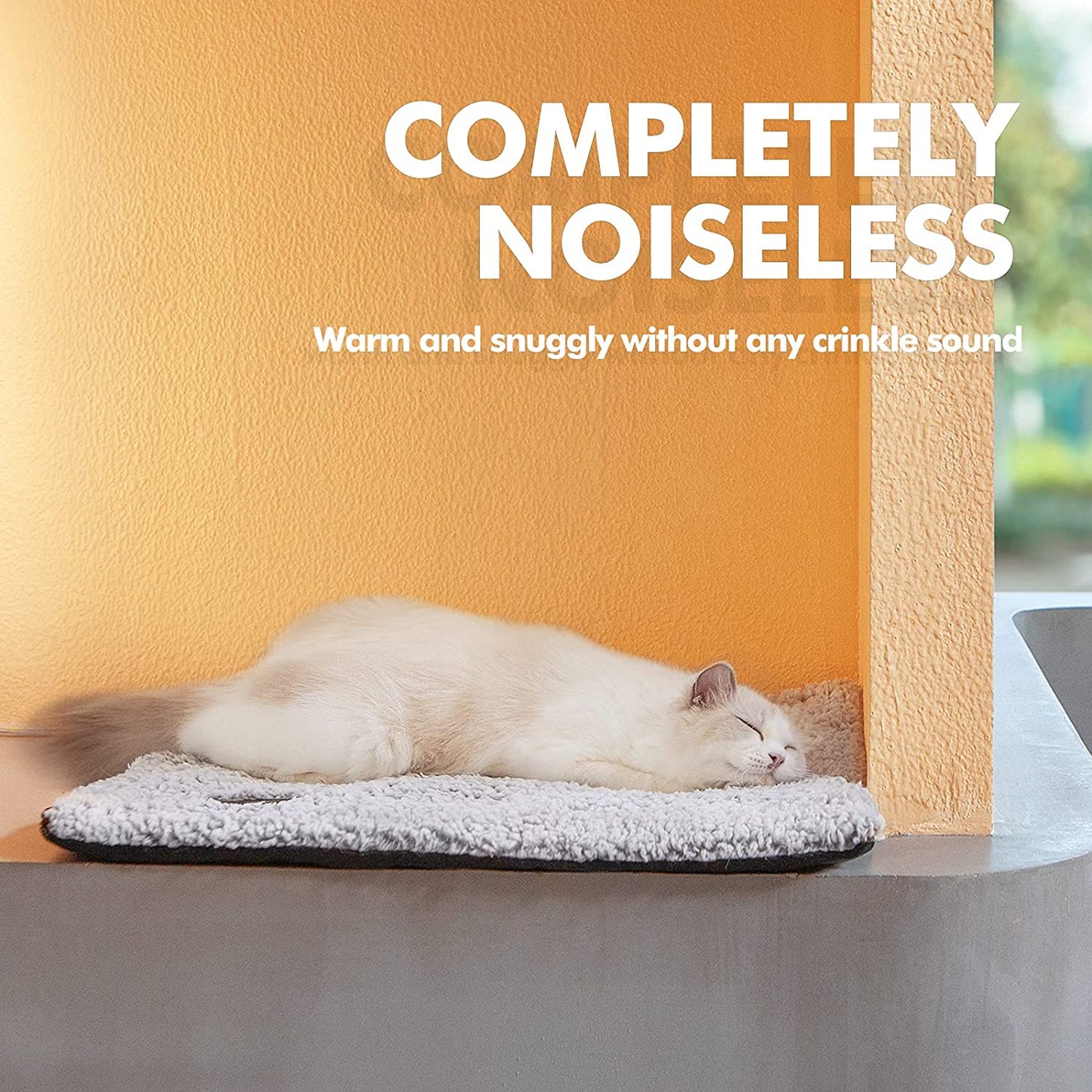 Self Warming Cat Bed Self Heating Cat Dog Mat 24 X 18 Inch Extra Warm Thermal Pet Pad for Indoor Outdoor Pets with Removable Cover Non-Slip Bottom Washable (Light Grey)