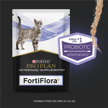 Pro Plan Veterinary Diets Purina Pro Fortiflora Probiotic Cat Supplement, Brown - 30 G (Pack of 1) Package May Vary