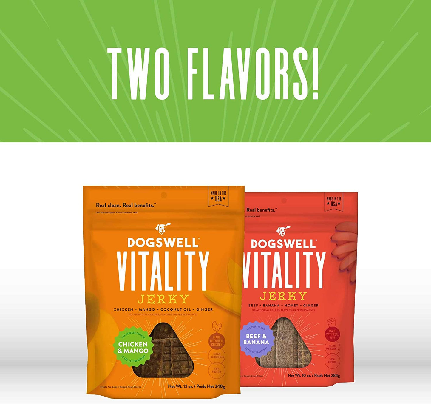 Vitality 100% Meat Jerky Dog Treats, Made in the USA Only Grain Free, Protein