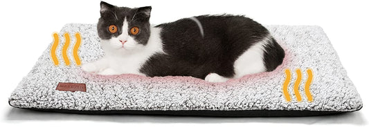 Self Warming Cat Bed Self Heating Cat Dog Mat 24 X 18 Inch Extra Warm Thermal Pet Pad for Indoor Outdoor Pets with Removable Cover Non-Slip Bottom Washable (Light Grey)