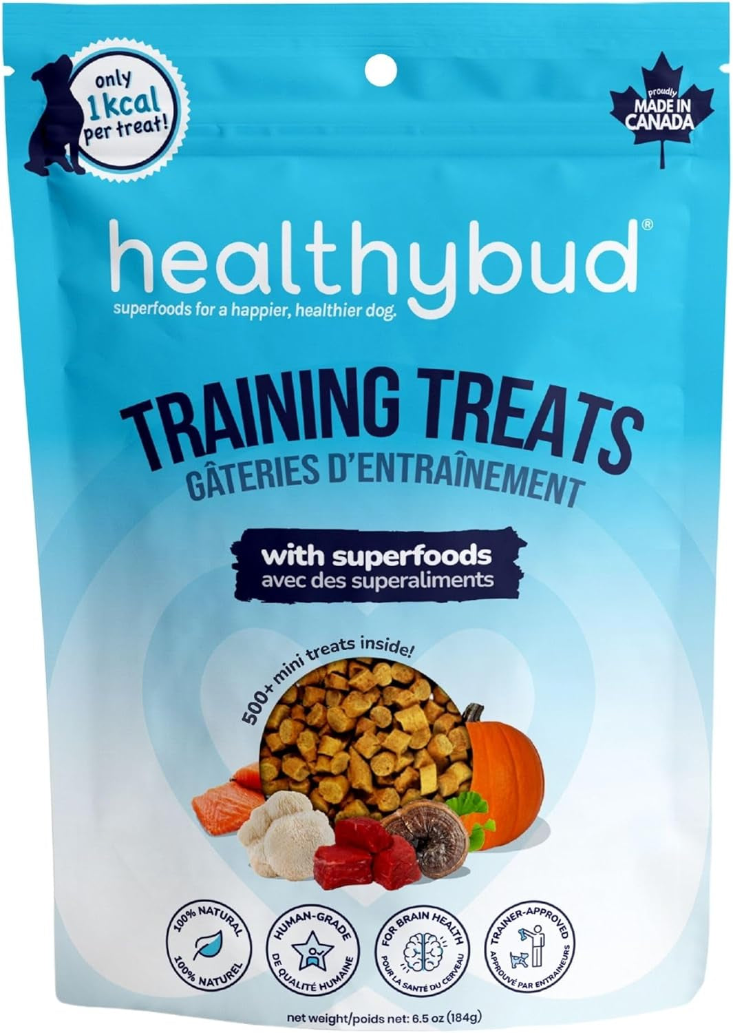 Mini Dog Training Treats - Soft Trainers Bites with Beef Liver, 500+ Bits, 1 Kcal per Bite, 6.5Oz, Puppy Chews with Superfood Ingredients - Reishi, Lion’S Mane, Salmon Oil