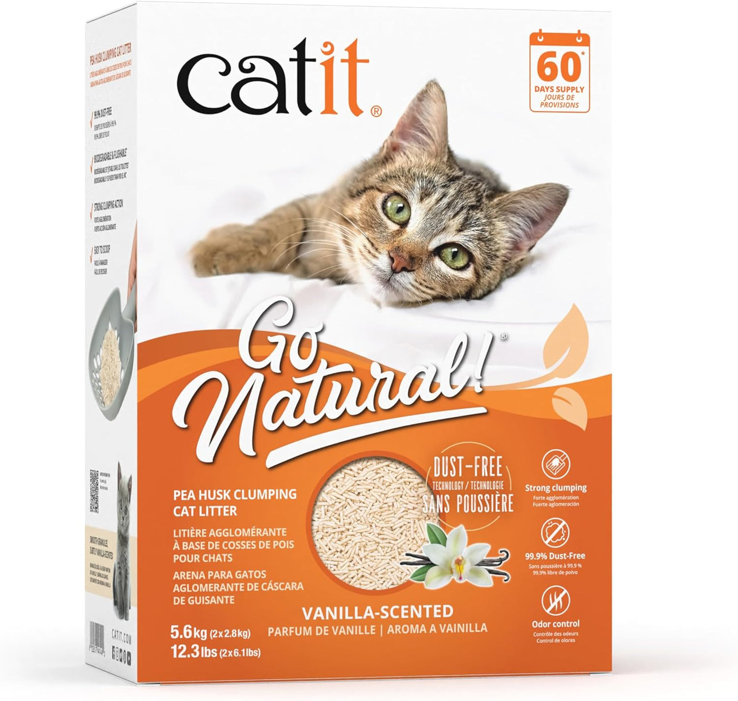 Go Natural Pea Husk Clumping Cat Litter, Vanilla, 14 L