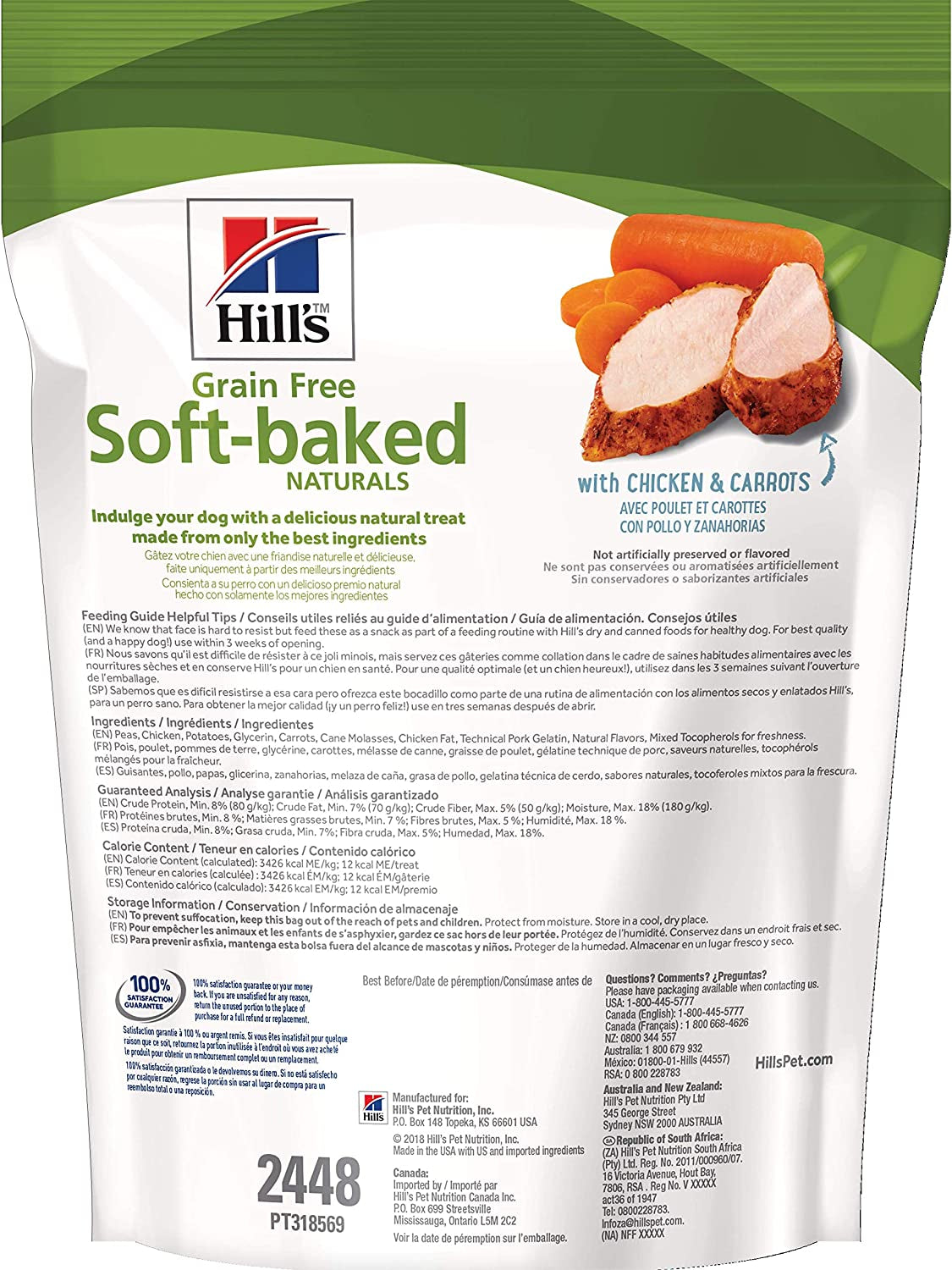 Hill'S Natural Soft Savory Dog Treats with Peanut Butter & Banana, 8 Oz Bag & Grain Free Soft-Baked Naturals Dog Treats, with Chicken & Carrots, 8 Oz Bag