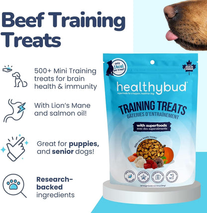 Mini Dog Training Treats - Soft Trainers Bites with Beef Liver, 500+ Bits, 1 Kcal per Bite, 6.5Oz, Puppy Chews with Superfood Ingredients - Reishi, Lion’S Mane, Salmon Oil