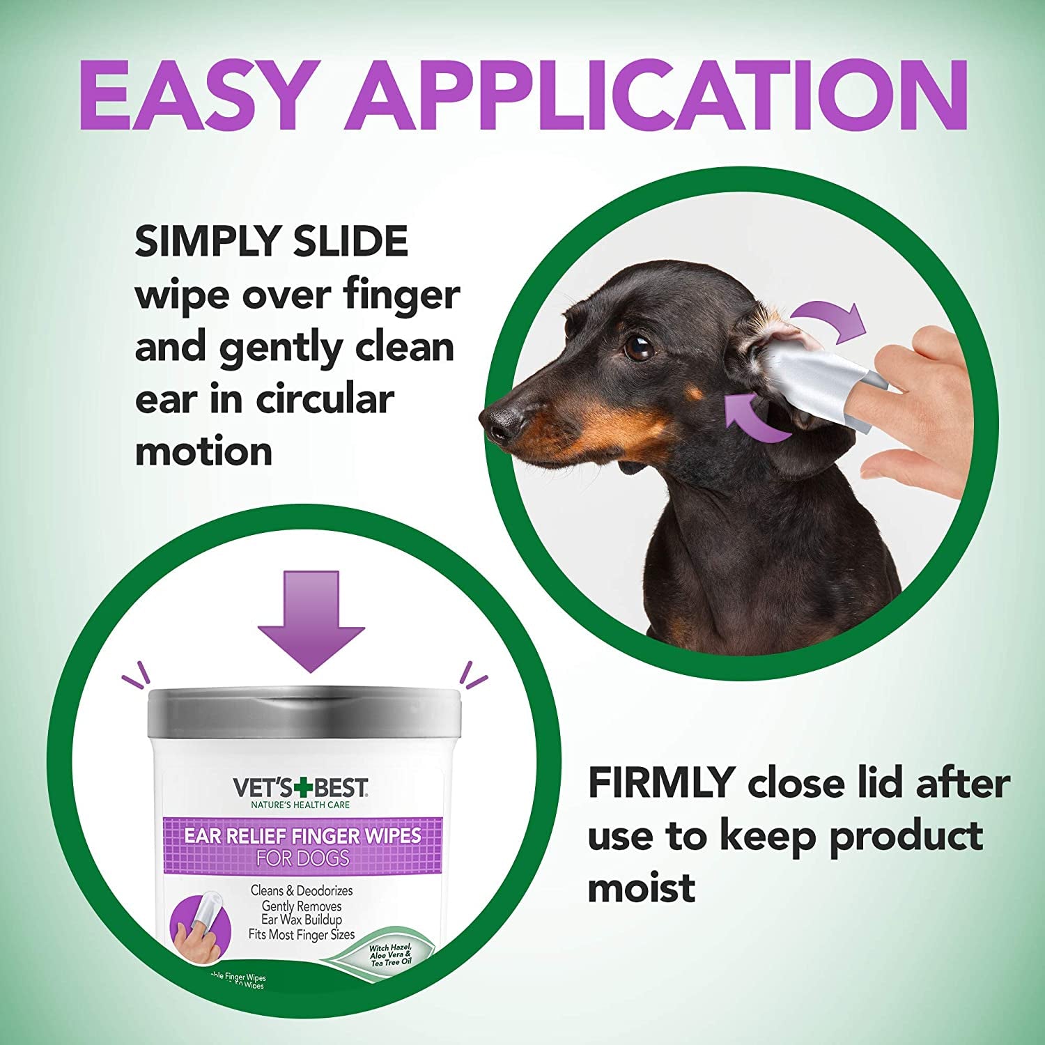 Ear Relief Finger Wipes | Ear Cleansing Finger Wipes for Dogs | Sooths & Deodorizes | 50 Disposable Wipes