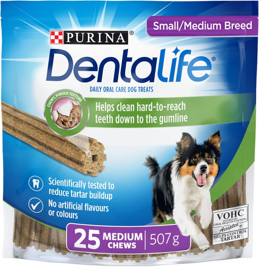 Daily Oral Care, Dental Dog Treats for Small & Medium Breed Dogs - 25 Ct Pouch