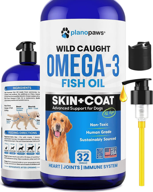 Omega 3 Fish Oil for Dogs - Better than Salmon Oil for Dogs - Dog Fish Oil Supplement for Shedding, Allergy, Itch Relief - Supports Dry Skin, Joints - Dog Skin and Coat Supplement - Fish Oil Liquid