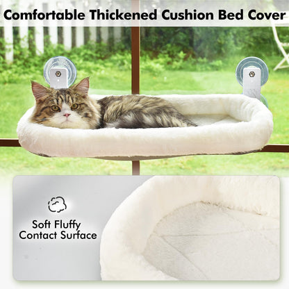 Cordless Cat Window Perch, Cat Hammock for Window with 4 Strong Suction Cups, Solid Metal Frame and Soft Cover, Foldable Cat Beds for Indoor Cats…