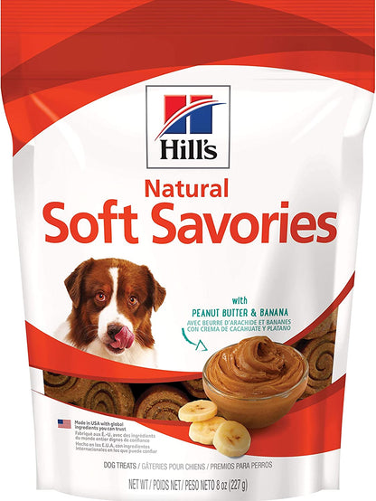 Hill'S Natural Soft Savory Dog Treats with Peanut Butter & Banana, 8 Oz Bag & Grain Free Soft-Baked Naturals Dog Treats, with Chicken & Carrots, 8 Oz Bag