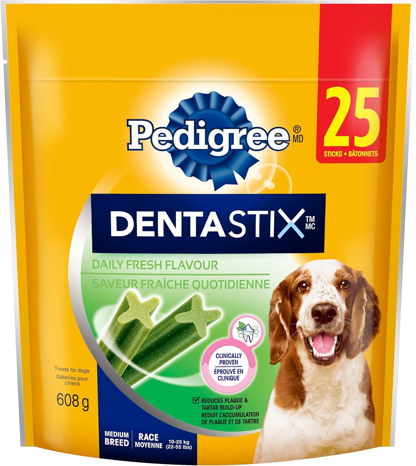 DENTASTIX Oral Care Adult Dog Treats for Medium Dogs - Fresh Flavour, 25 Sticks