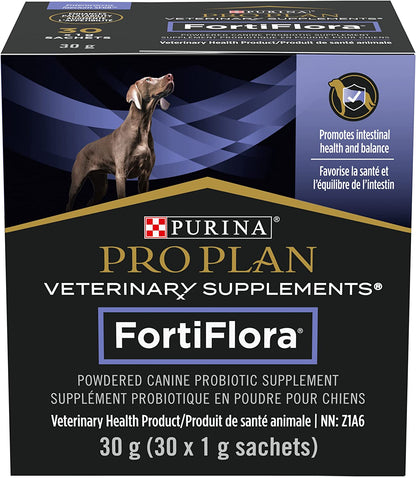 Veterinary Supplements Dog Supplement, Fortiflora Powdered Canine Probiotic - 30 X 1 G Sachets (1 Pack), Brown