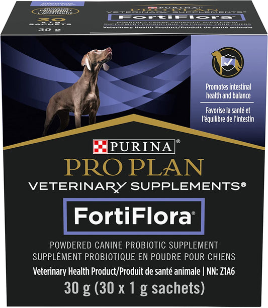 Veterinary Supplements Dog Supplement, Fortiflora Powdered Canine Probiotic - 30 X 1 G Sachets (1 Pack), Brown