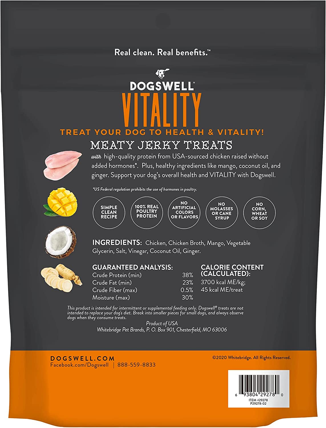 Vitality 100% Meat Jerky Dog Treats, Made in the USA Only Grain Free, Protein